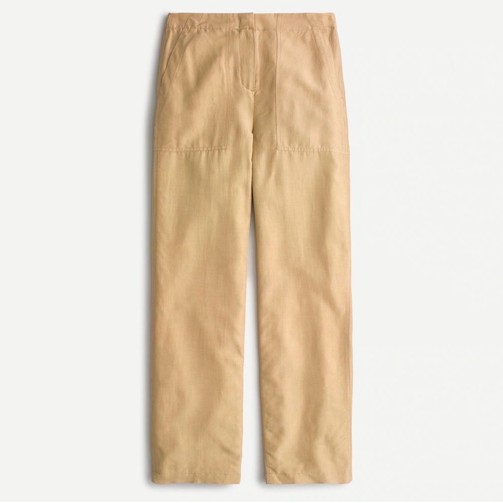 JCREW Beige Twill Straight Leg Pant Surplus Pockets 12 Neutral Minimalist